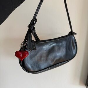 Y2K Black Baguette Shoulder Bag Preppy